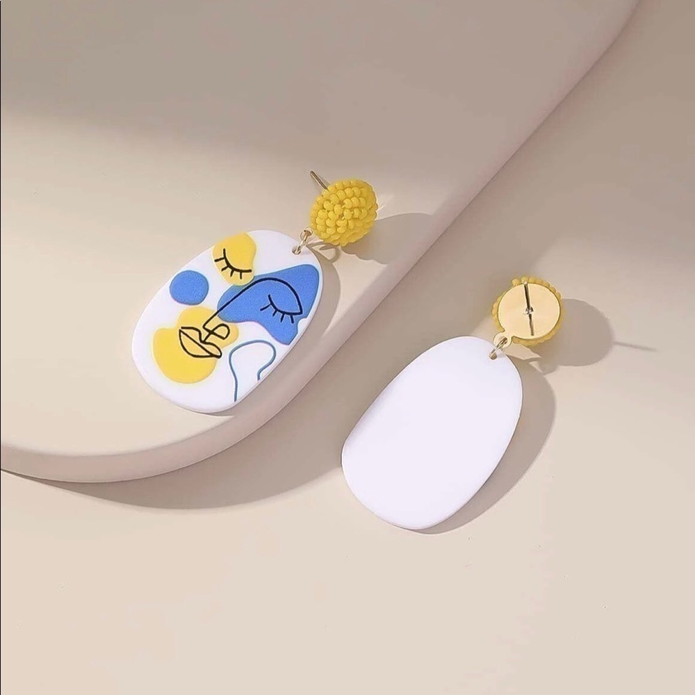 Blue & Yellow Earrings - Picture 3 of 3
